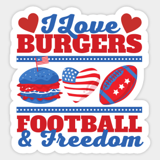 I Love Burgers Football and Freedom Sticker